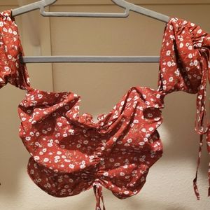 Red off the shoulder Cropped top